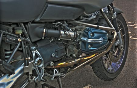 View of side valve motorcycle engineの写真素材
