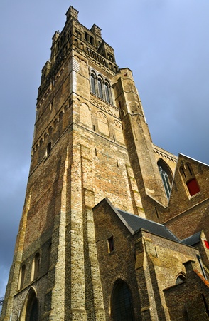 Dominating Saint Salvator Cathedral in Brugge, Belgiumの写真素材