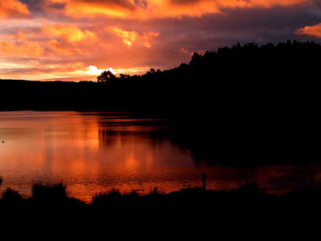 Sunset in the lakeの写真素材