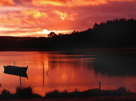 Sunset in the lakeの写真素材