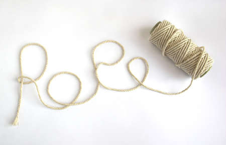 Roll of rope on a white background
