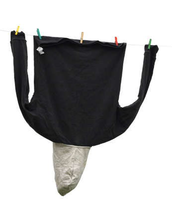 Clothes on a clothesline outdoorsの写真素材