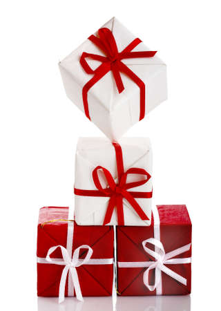 Christmas season! Small gift boxes with reflection