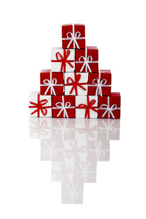 Christmas season! Small gift boxes with reflectionの写真素材