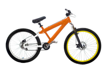 Wonderful new orange bike on white backgroundの写真素材