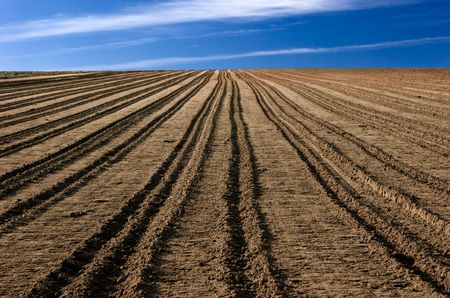 ploughed field ready to be cultivatedの写真素材