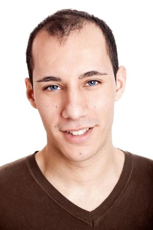 Portrait of a confident young man smilling, isolated on white
