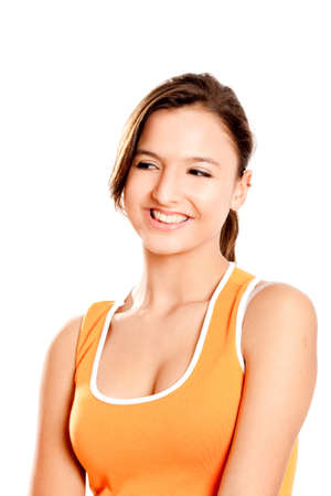 Portrait of a beautiful teenage girl smillingの写真素材