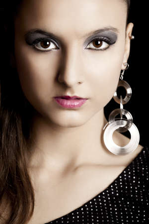 Close-up portrait of a beautiful fashion woman の写真素材