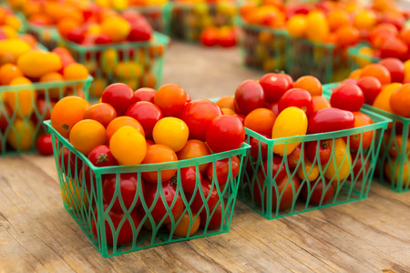 Organic tomatoes from a local marketの写真素材