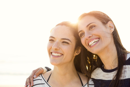 A portrait of best friends laughingの写真素材