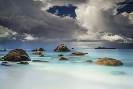 Beautiful view of Anze Lazio beach in Praslin, Seychellesの写真素材