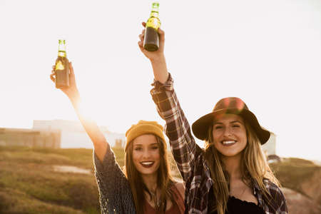Two best friends making a toast to friendshipの写真素材