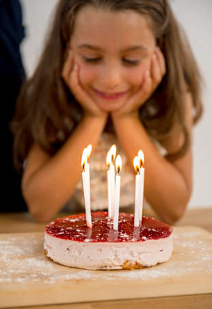 Shot of a happy young girl celebrating her birthdayの写真素材