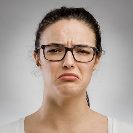Cute portrait of a woman crying