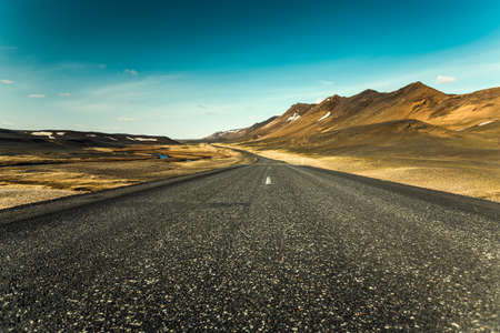 Beautiful road in the incredible landscapes of Icelandの写真素材