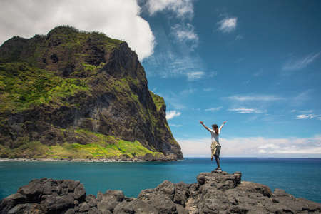 Beautiful woman enjoying the natureの写真素材