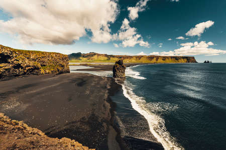 View of SuÃ°urland beach in Icelandの写真素材