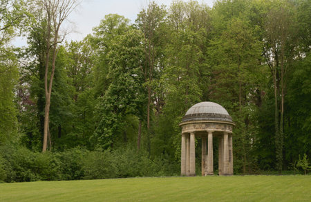 Hoeselt, Limburg - Belgium - 13.05.2021. Old antique gazebo in the park of a castle Alden Biesen. Belgium.のeditorial素材