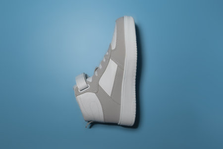 Winter sneaker white on a blue background. isolated
