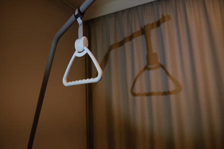 Pull-up device for hospital beds. Brown background