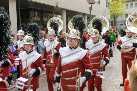 Genk. Limburg -Belgium 01-05-2022. A spectacle for the citizens. O-parade. Artists in costumes on...