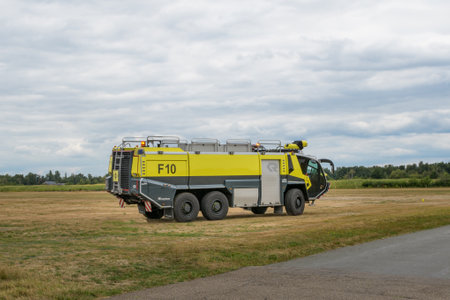 Hasselt. Limburg -Belgium 27-08-2022. Modern fire truck car for airfields and runways. fire engine