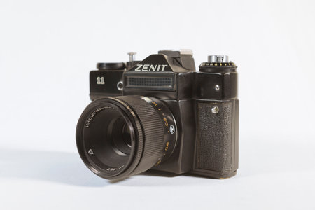 Hasselt. Limburg - Belgium 02-11-2020.Vintage film camera ZENIT-11. General view from the front....