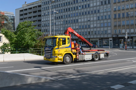 Luxembourg city-Luxembourg 06-05-2023. Tow truck intended for car deposition in Luxembourg City