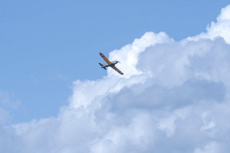 Hasselt. Limburg - Belgium 26-08-2023. Swiss vintage plane in the sky. Public show of vintage...