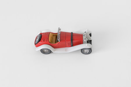 Alfa Romeo 2300 Spider 1932. Toy model of an old car. With traces of time and scuffs. top left side...