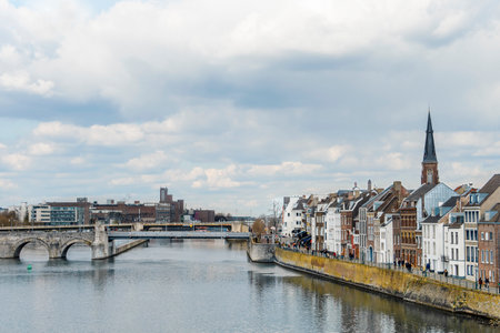 Maastricht. Limburg - Netherlands 10-04-2022. The embankment of the old part of the city of Maastricht in the Netherlands in early spring. Cityscapeの写真素材