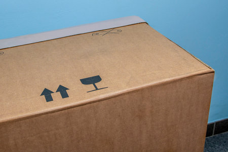 Generally accepted graphic signs on packaging for transportation of goodsの写真素材