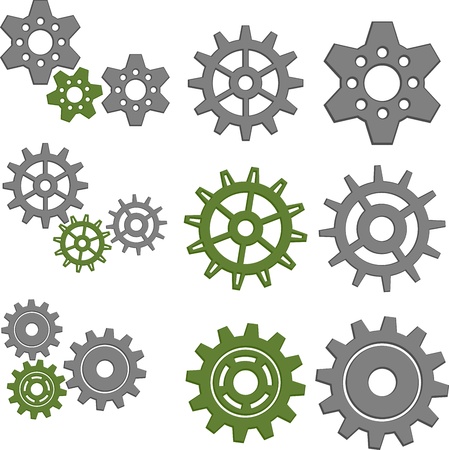 Set of Gears with Six Different Gearsのイラスト素材