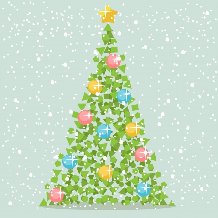 Abstract christmas paper tree consisting of small pieces.のイラスト素材