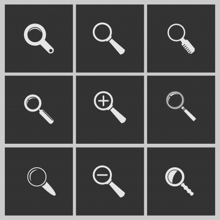 Magnifying glass, set of different white icons のイラスト素材