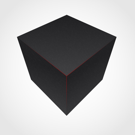 Black granite cube with red lines isolated on whiteのイラスト素材