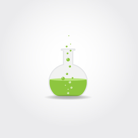 Symbol of scientific laboratory tube with liquid and bubbles.のイラスト素材