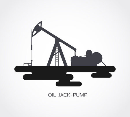 Black silhouette of working oil jack pump.のイラスト素材