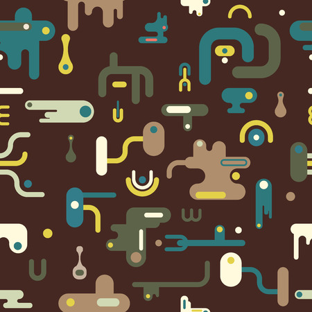 Seamless pattern with rounded rectangles and dots with retro colors.のイラスト素材