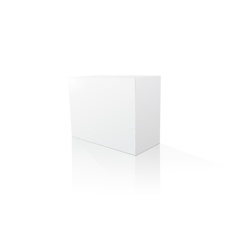 Template of blank white box for product. Rectangle box with shadows and reflection.のイラスト素材