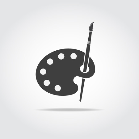 Simple black icon of artist palette and brush.のイラスト素材