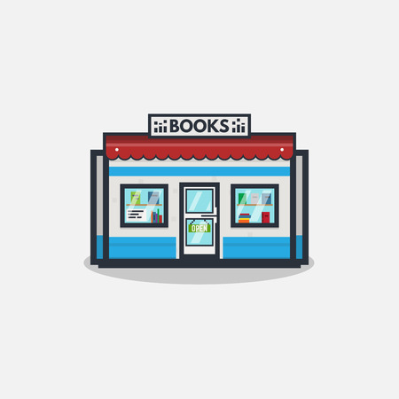Online bookstore concept. Books selling concept. Flat line style illustration.のイラスト素材