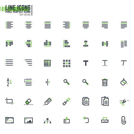 Set of 42 document editing line icons. Text alignment icons. Pixel perfect desing.のイラスト素材