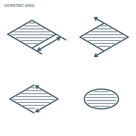 Area square icon. Outline area size symbol. Flat style line modern vector illustration. Colorful shapes and circles.のイラスト素材