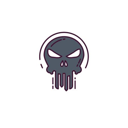 Punishes skull line style illustration. Dead skull icon.のイラスト素材