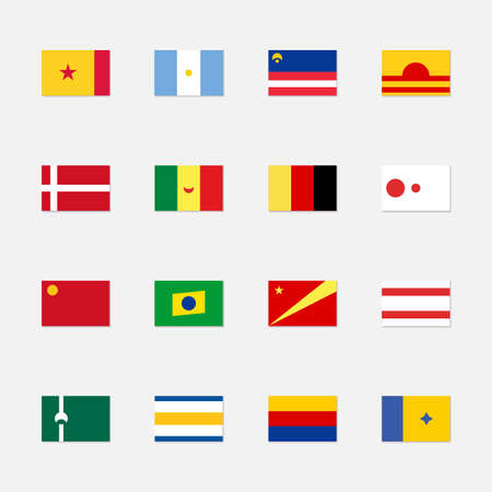 Set of fictional flags. World fantasy flags for fiction. Made up rectangle flags of non-existent...