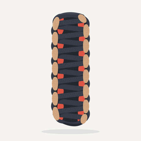 Wrist bracelet from paracord. Knitting and decorating bracelet from cord, for survival. Rope color bracelet.のイラスト素材