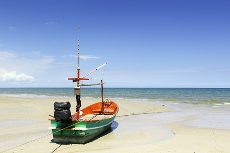 boat on beautiful beachの写真素材