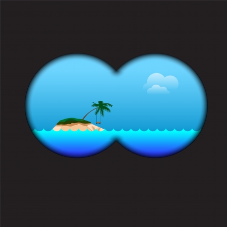 View of the island via field-glassのイラスト素材